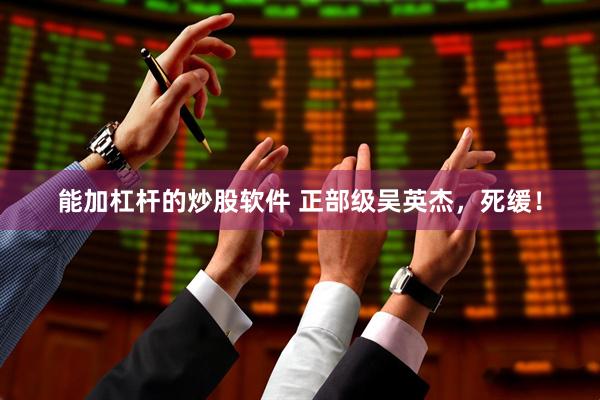 能加杠杆的炒股软件 正部级吴英杰，死缓！